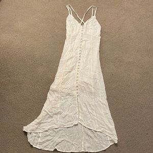 White maxi dress with buttons